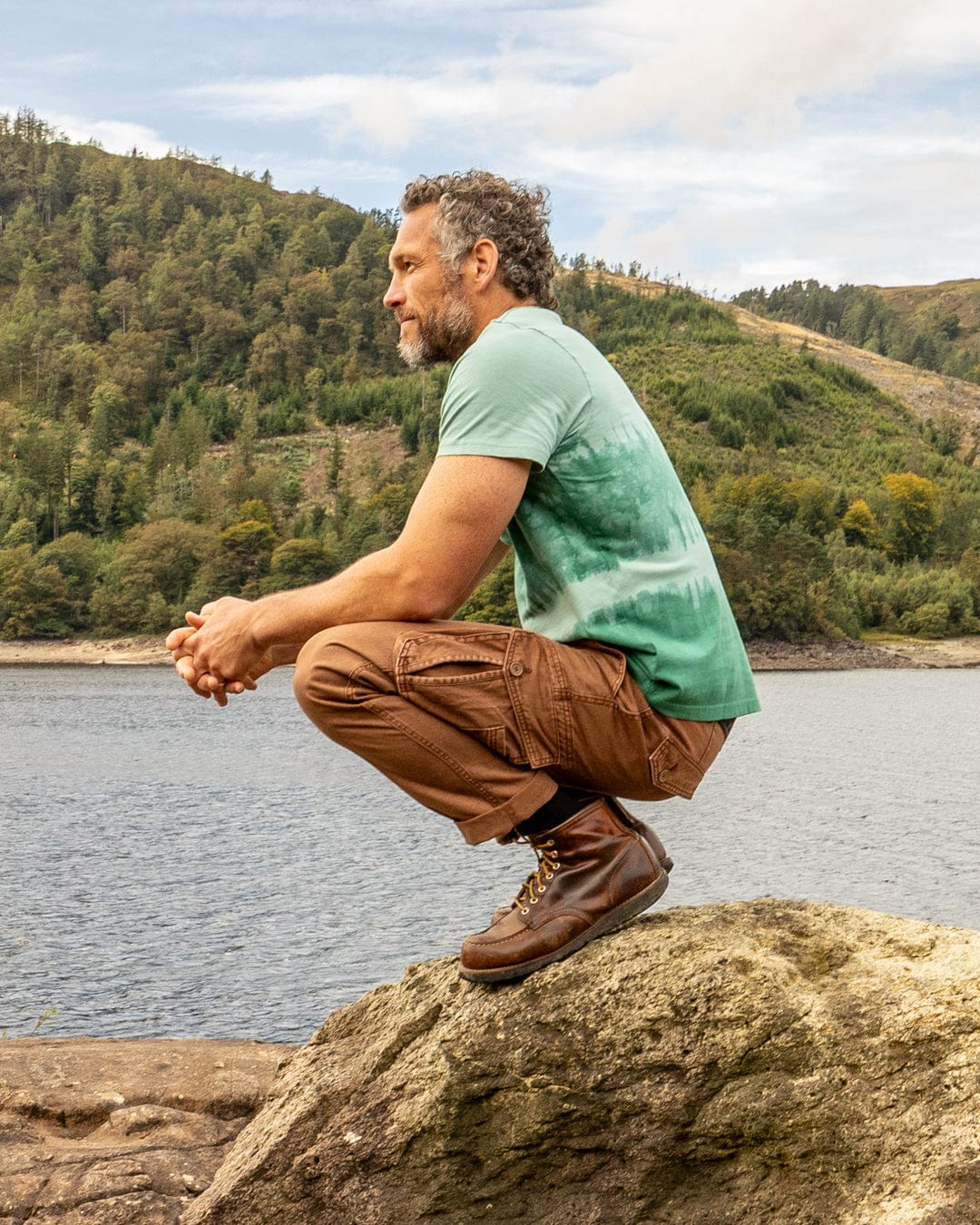 Pitcher Embroidery - Mens Tie Dye T-Shirt -Green