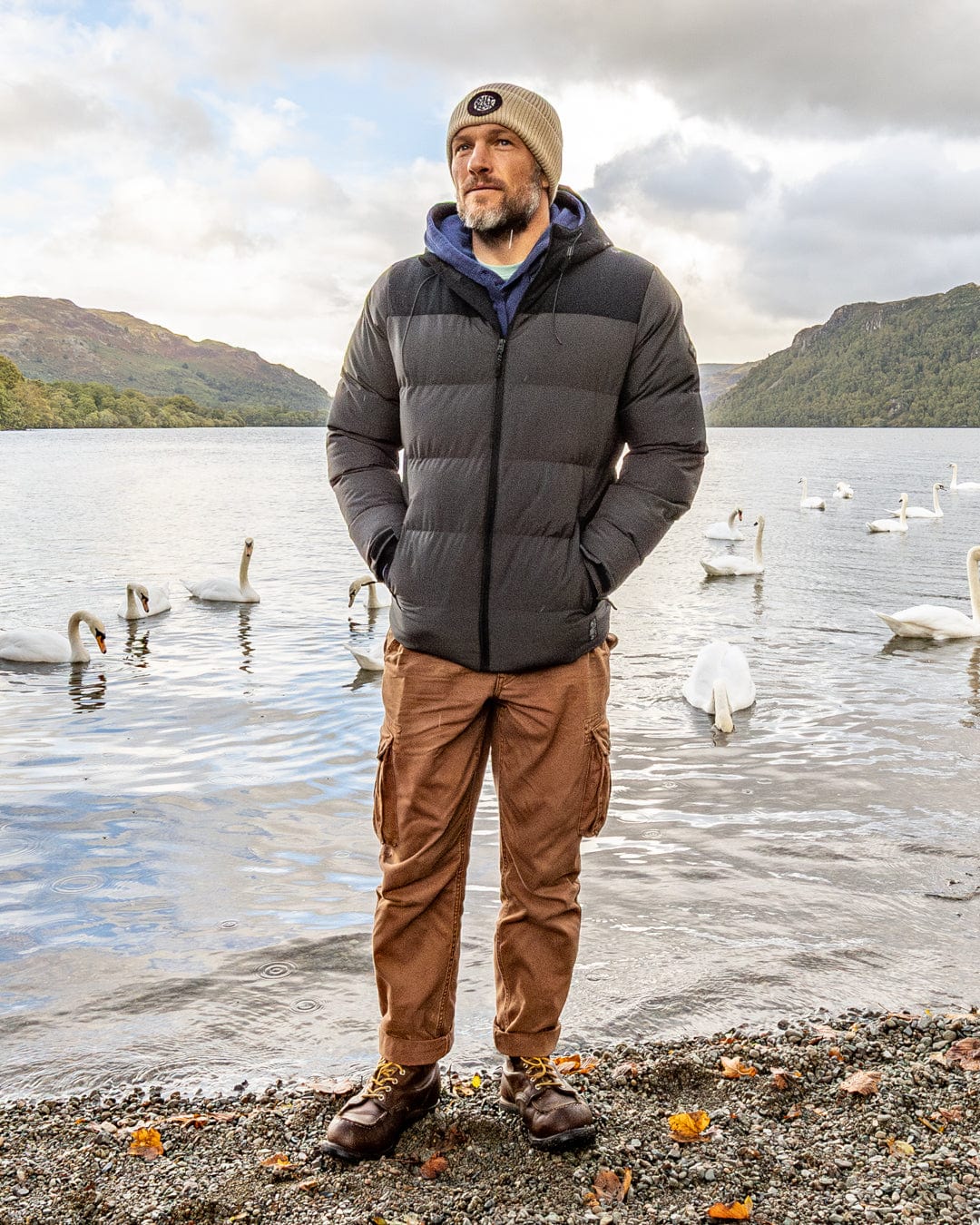 Dune - Mens Water Resistant Padded Jacket - Black/Grey