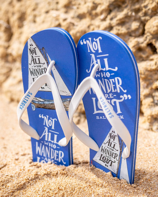 Lost Ships Mens Flip Flops in Blue