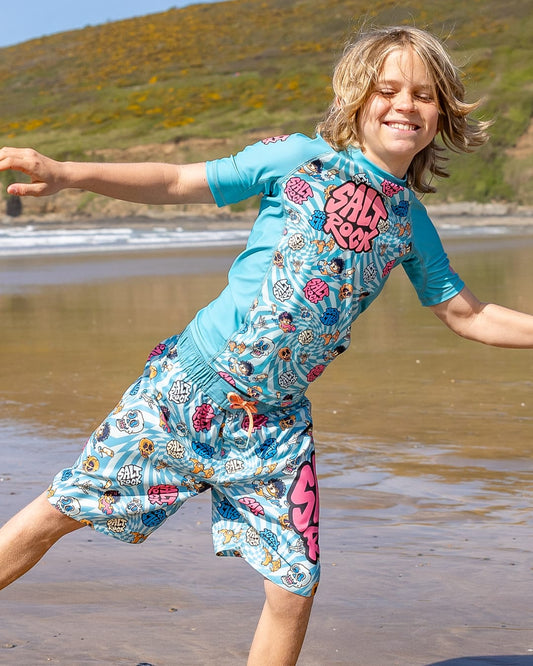 Lush Waves Kids Short Sleeve Rashvest in Blue