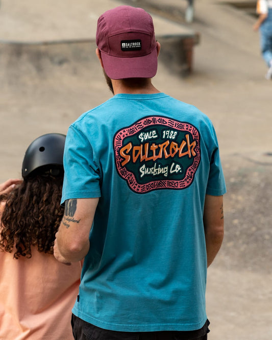 Tribal Frame Mens Short Sleeve T-Shirt in Bright Blue
