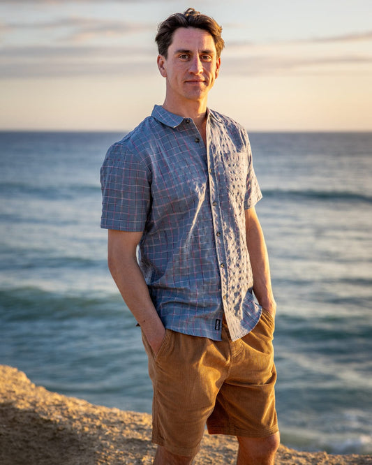 Isaad - Mens Short Sleeve Shirt - Blue