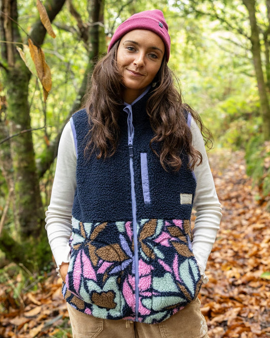 Fleur Womens Borg Gilet in Blue