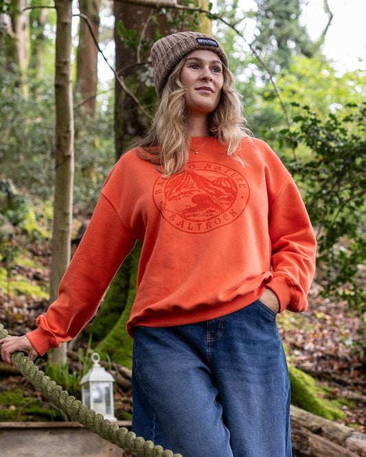 Back To Nature Womens Oversized Sweatshirt in Orange