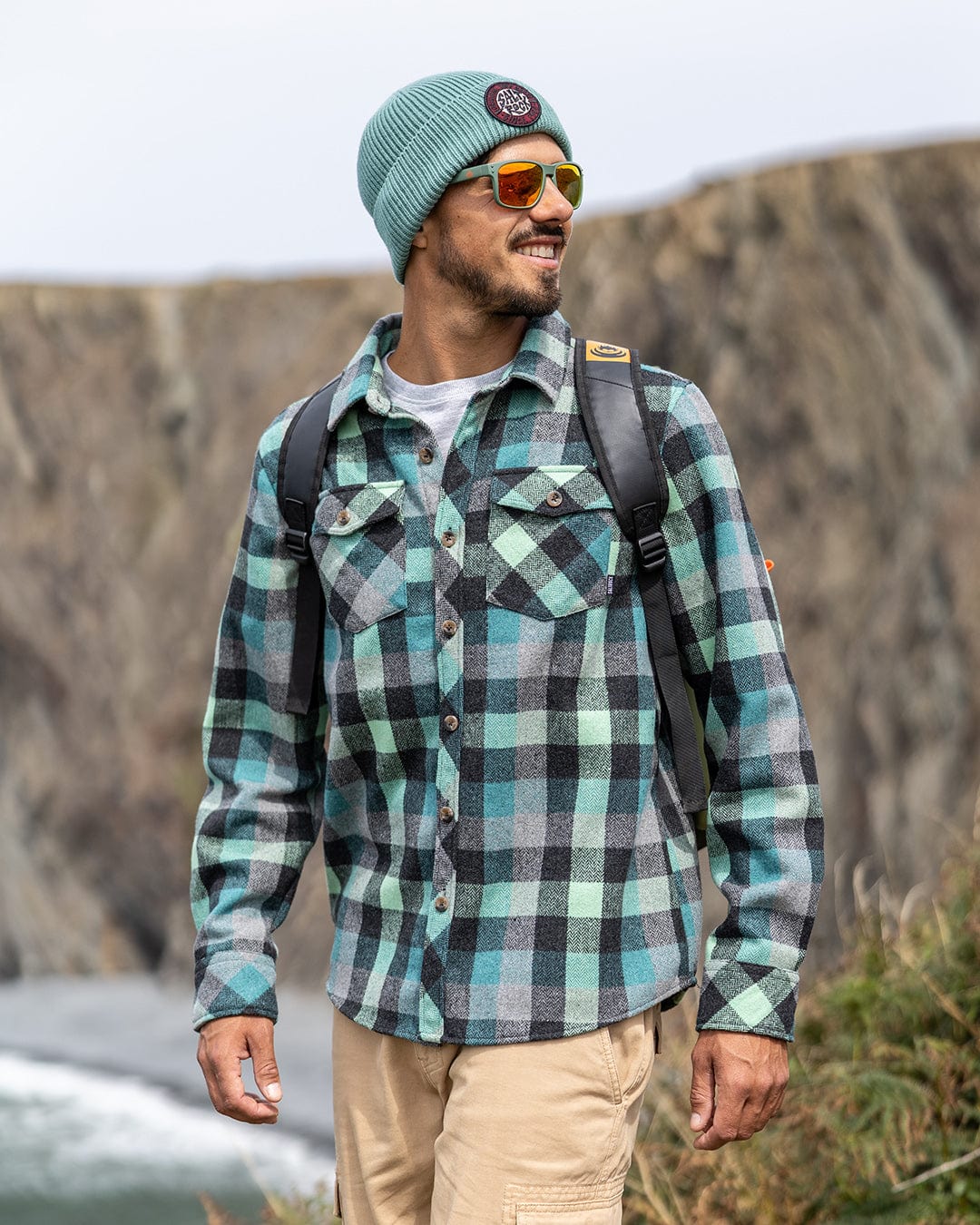 Wilfred - Mens Check Flannel Shirt - Green/Blue
