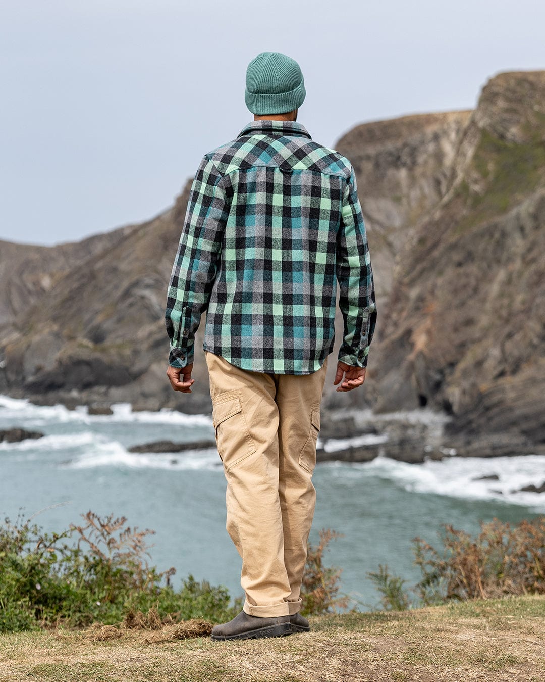 Wilfred - Mens Check Flannel Shirt - Green/Blue