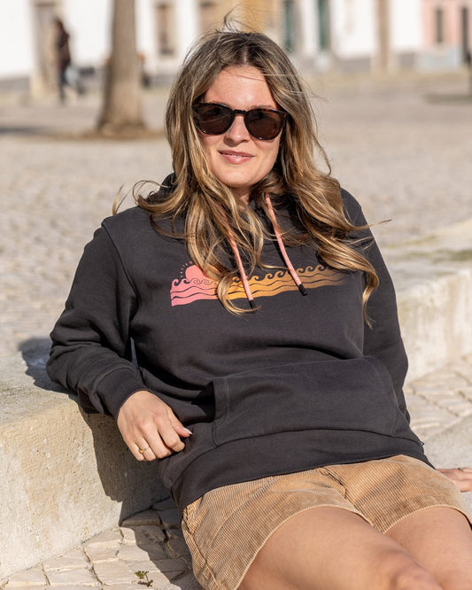 Golden Hour Womens Pop Hoodie in Dak Grey