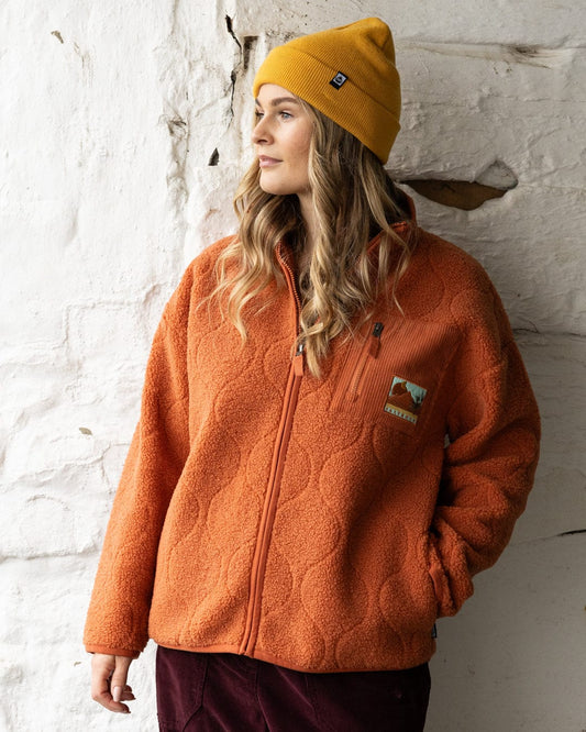 Jarvis - Womens Jacquard Zip Fleece - Orange