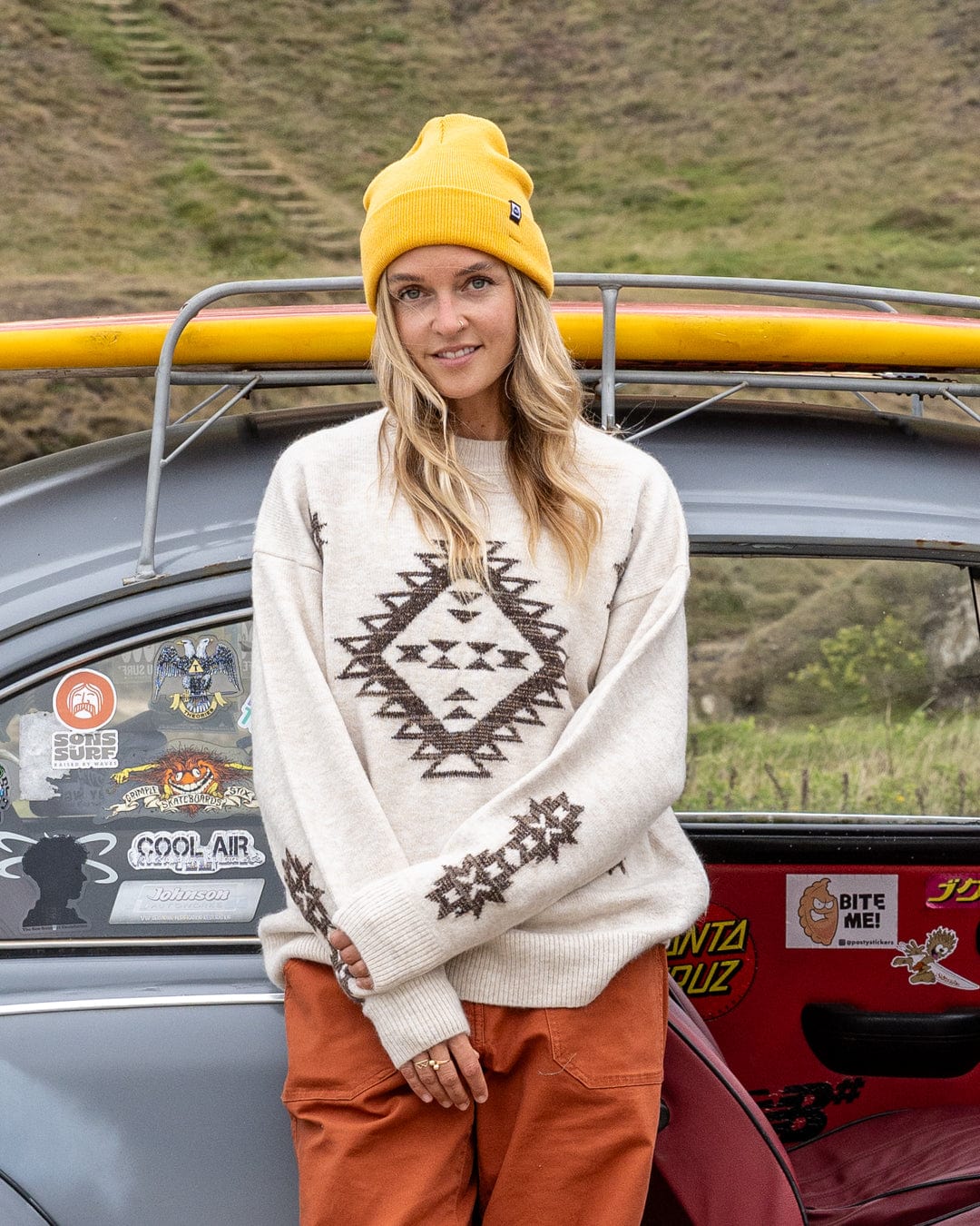 Myette Womens Aztec Jumper Cream