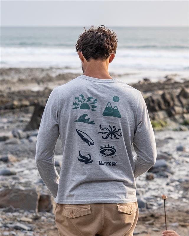 Block Icons Gradient - Mens Long Sleeve T-Shirt - Grey