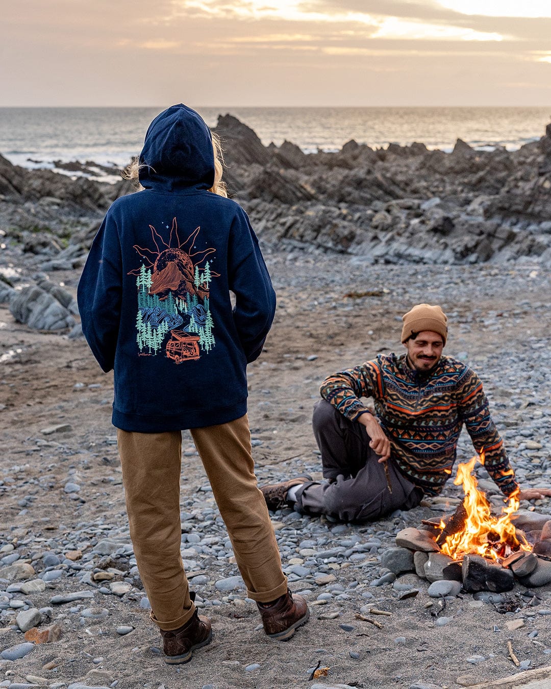 Open Road - Womens Pop Hoodie - Blue
