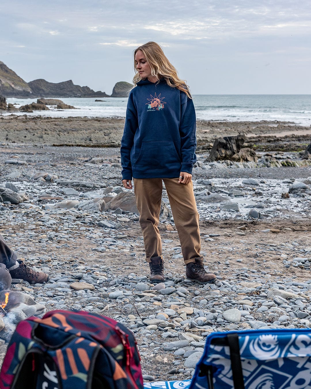 Open Road - Womens Pop Hoodie - Blue