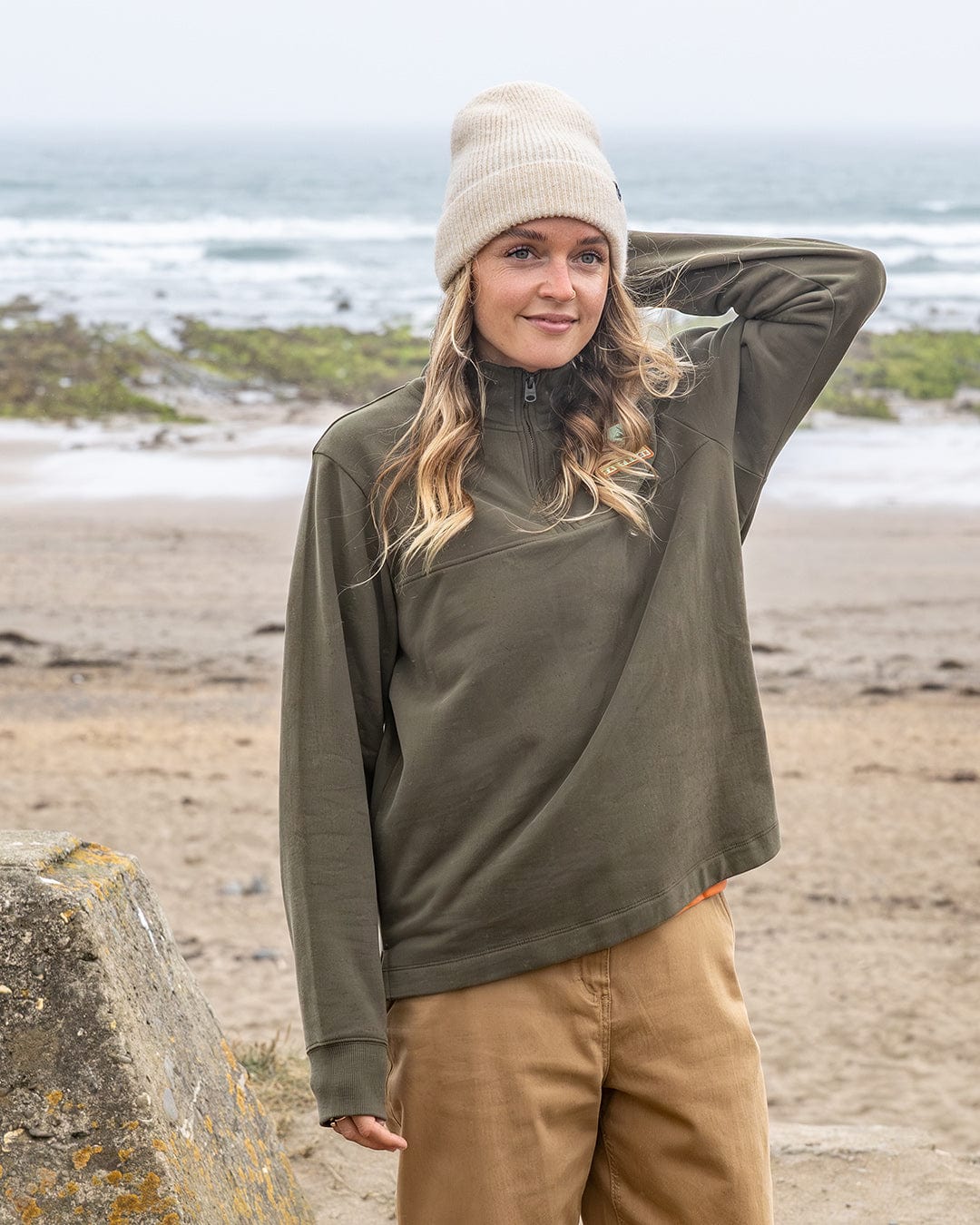 Fay - Womens 1/4 Neck Sweatshirt - Green
