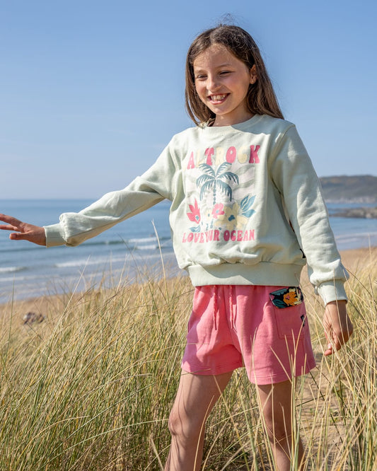 Sun Daze Kids Sweatshirt in Light Green