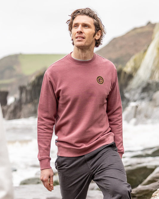 Trail Badge - Mens Sweatshirt - Dark Pink