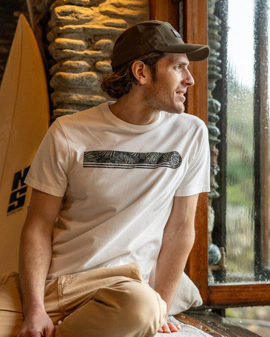 Warp Surf Stripe - Mens Short Sleeve T-Shirt - Cream