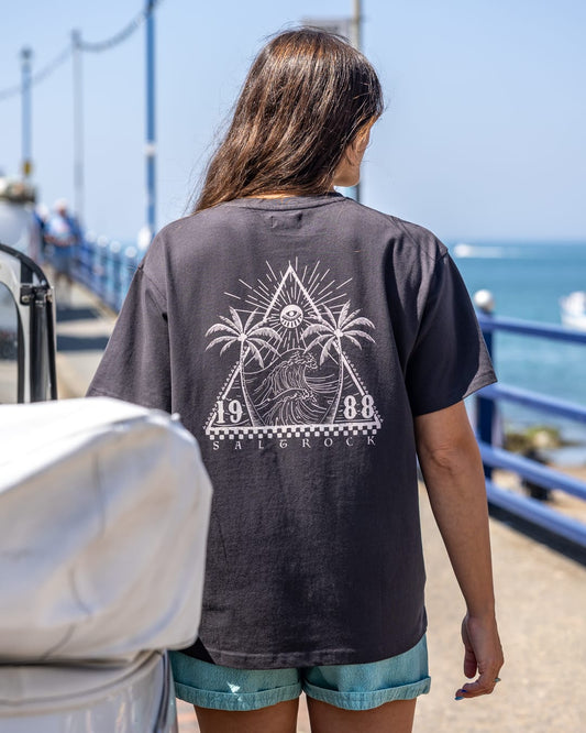 Free Wave Womens Oversized Short Sleeve T-Shirt in Dark Grey