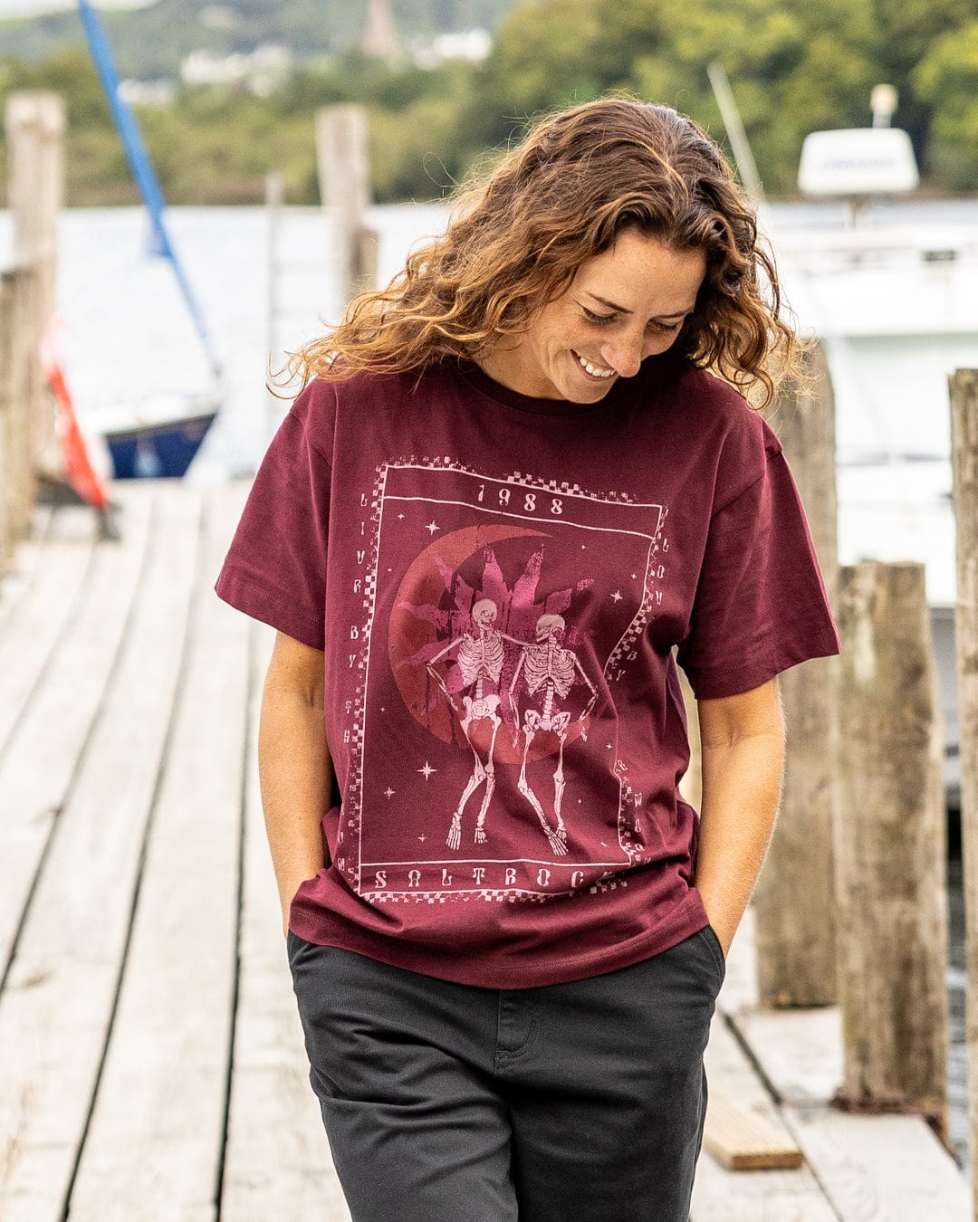 Tarot Moon - Womens Oversized Short Sleeve T-Shirt - Dark Purple