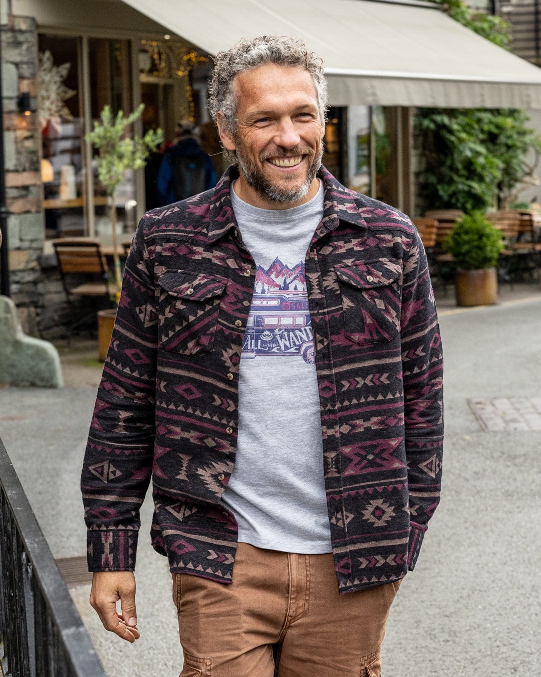 Asher - Mens Jacquard Shirt - Grey/Purple