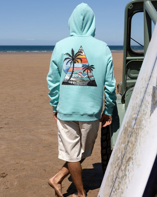 Geo Beach - Mens Recycled Pop Hoodie - Turquoise