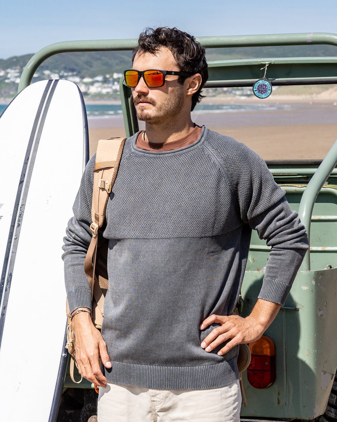 Coombe - Mens Knitted Jumper - Dark Grey