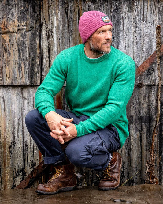 Bowen - Mens Long Sleeve Crew Knit - Bright Green