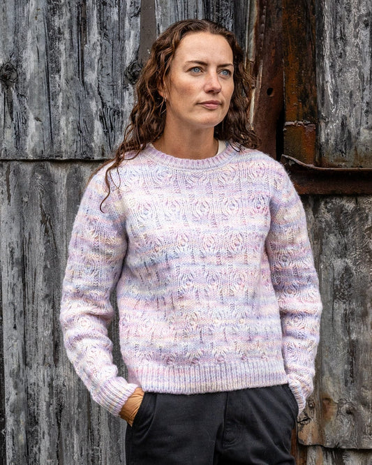 Reeny - Womens Pastel Cable Jumper - Purple