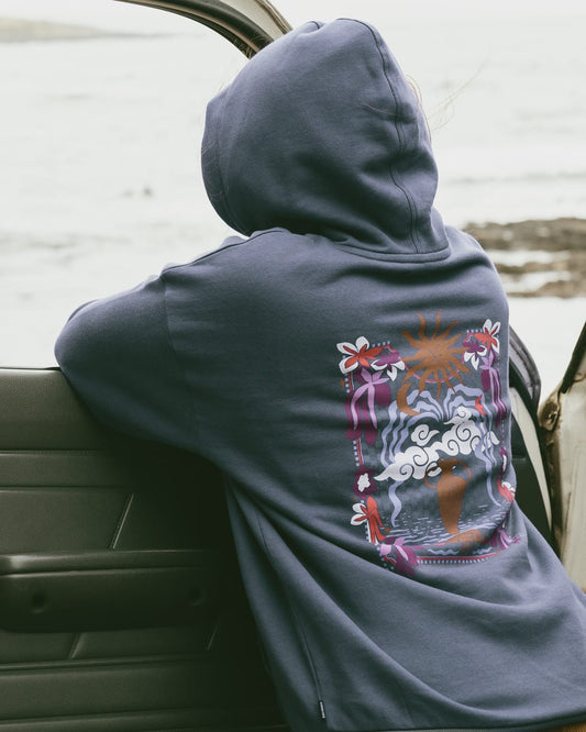 Athena Womens Longline Pop Hoodie in Blue