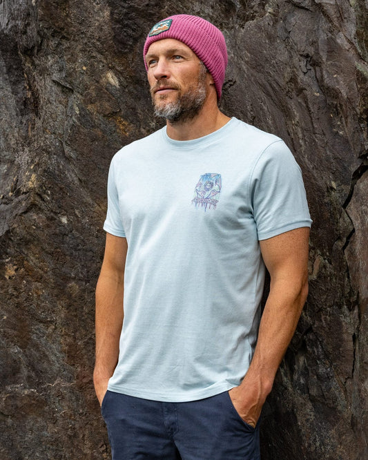 Wave Running - Mens Short Sleeve T-Shirt - Light Blue