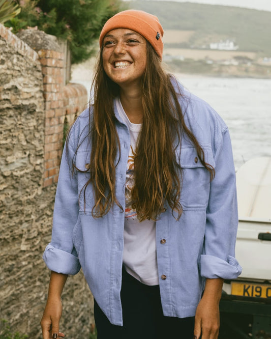 Emily Womens Corduroy Shirt in Light Purple