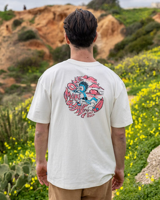 One More Wave Mens Oversized Short Sleeve T-Shirt in Cream