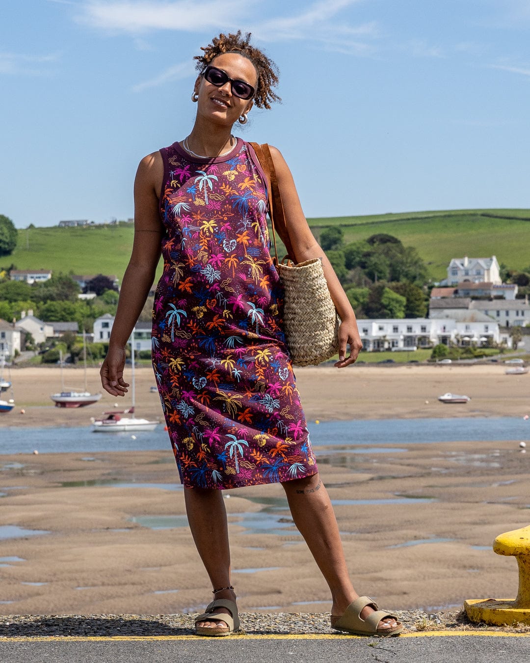 Pia - Womens Midi Dress - Purple
