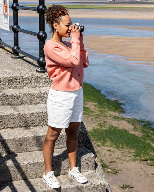 Ogden - Womens Longline Chino Shorts - White