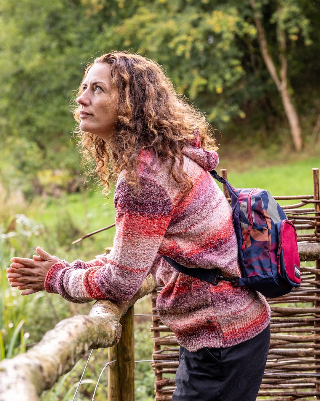 Space Dye Erin - Womens Hooded Jumper - Red