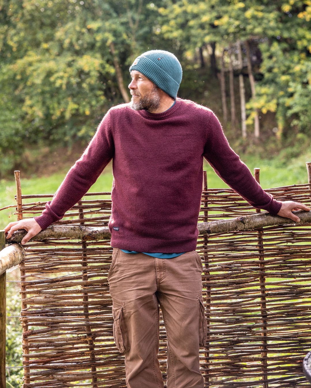 Bowen - Mens Long Sleeve Crew Knit - Purple