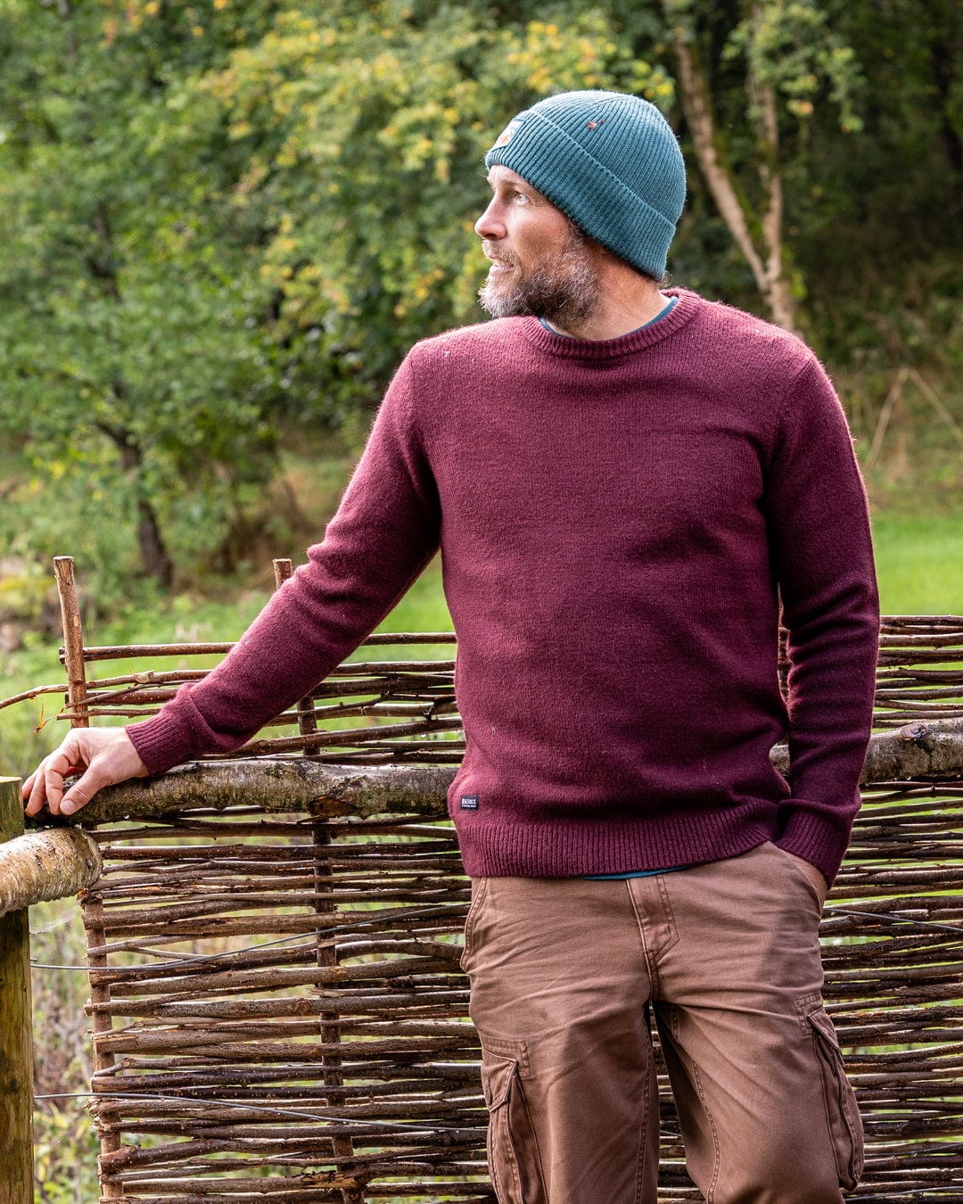 Bowen - Mens Long Sleeve Crew Knit - Purple