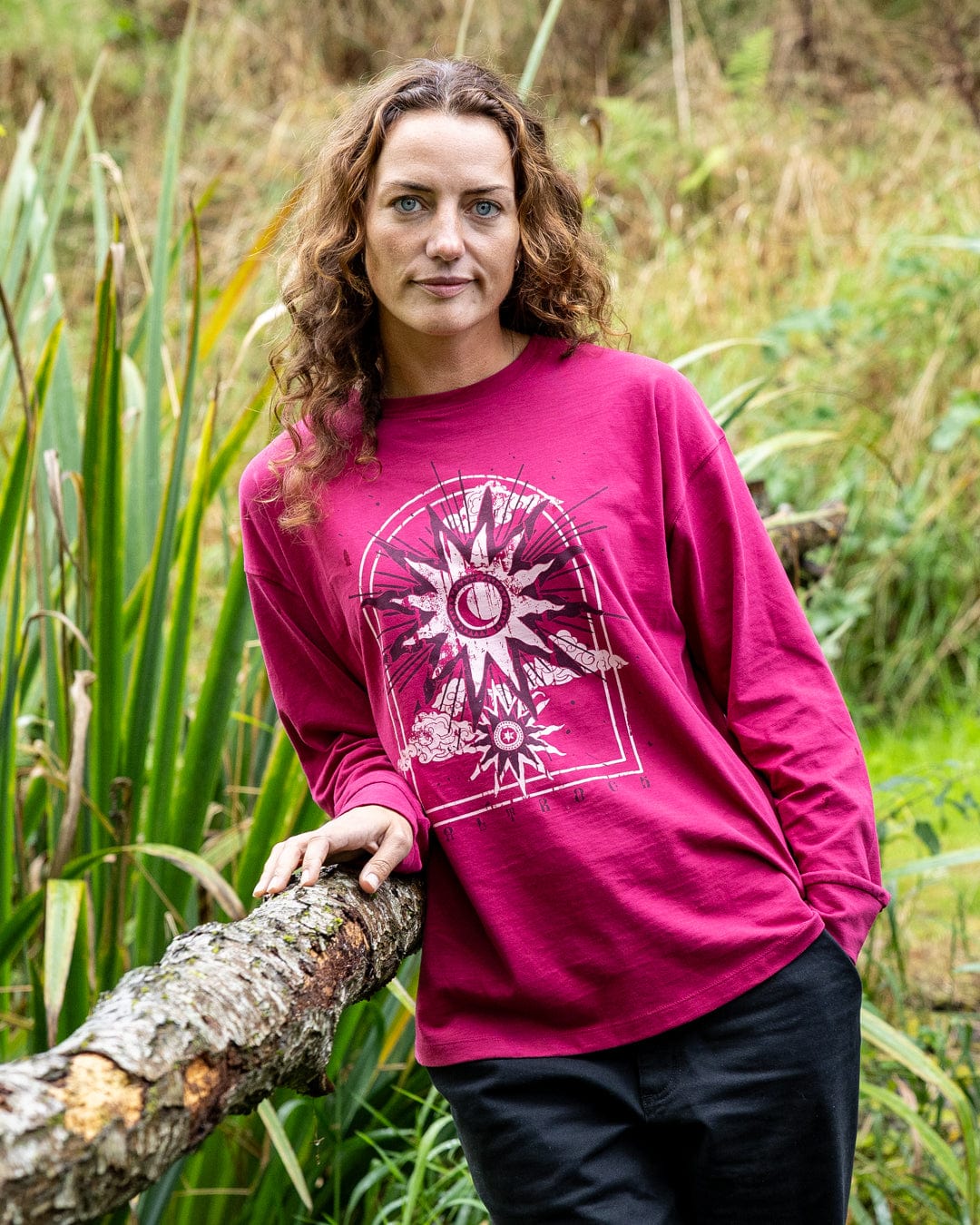 Eclipse - Womens Long Sleeve T-Shirt - Dark Pink