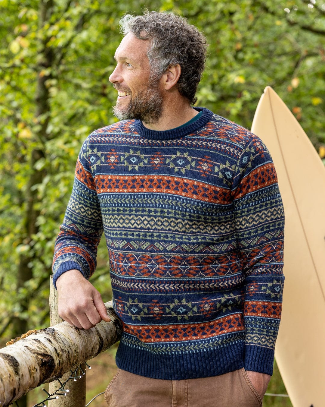 Treehouse Knit - Mens Patterned Jumper - Blue
