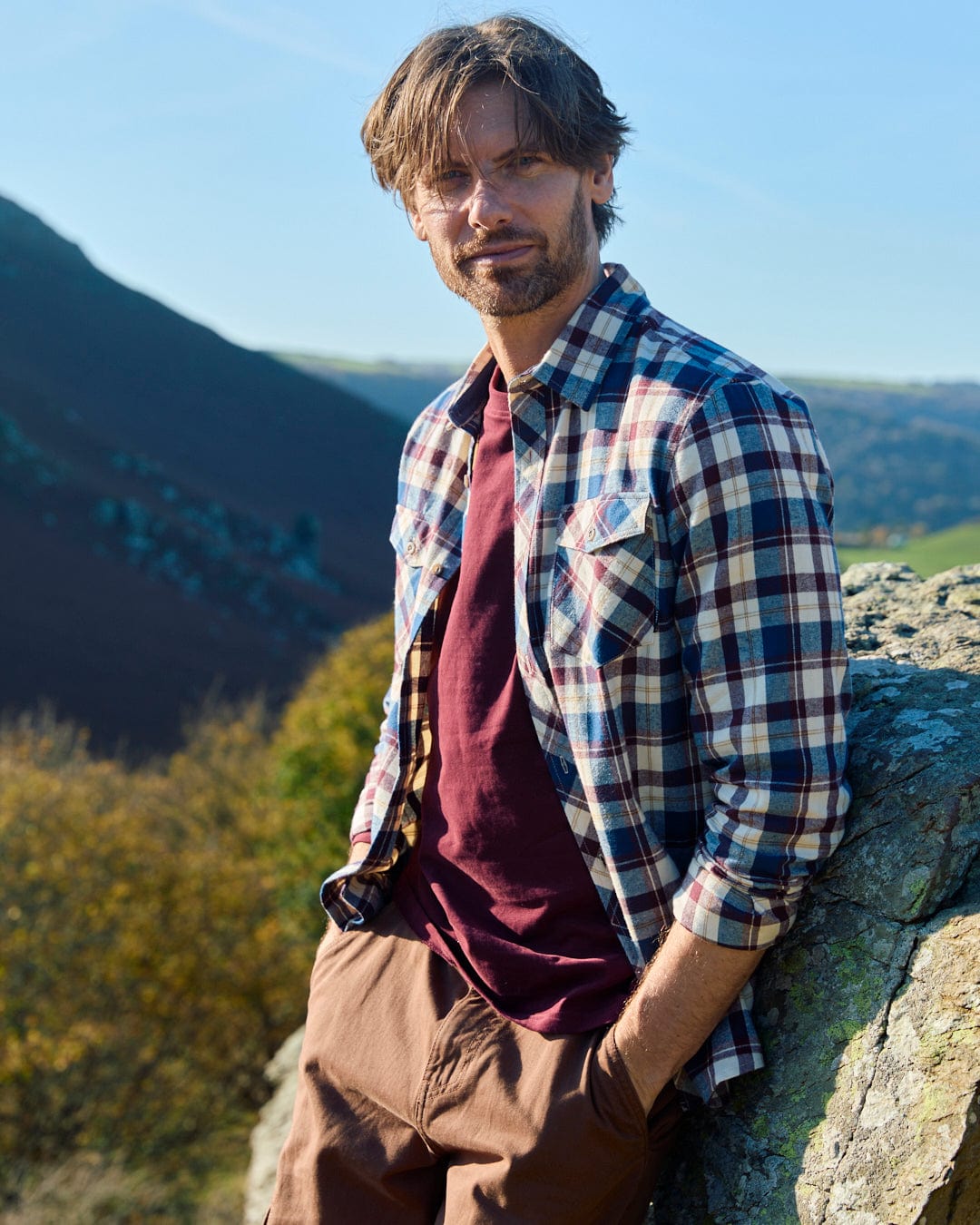 Miles - Mens Flannel Shirt - Purple Check