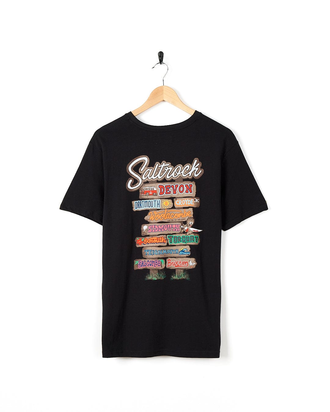 A Beach Sign Devon - Mens T-Shirt - Dark Grey with a Saltrock street sign on it.