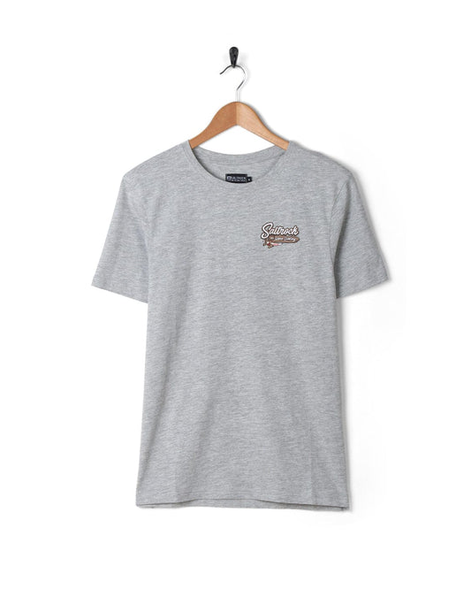 A grey t-shirt with Saltrock branding on it.
