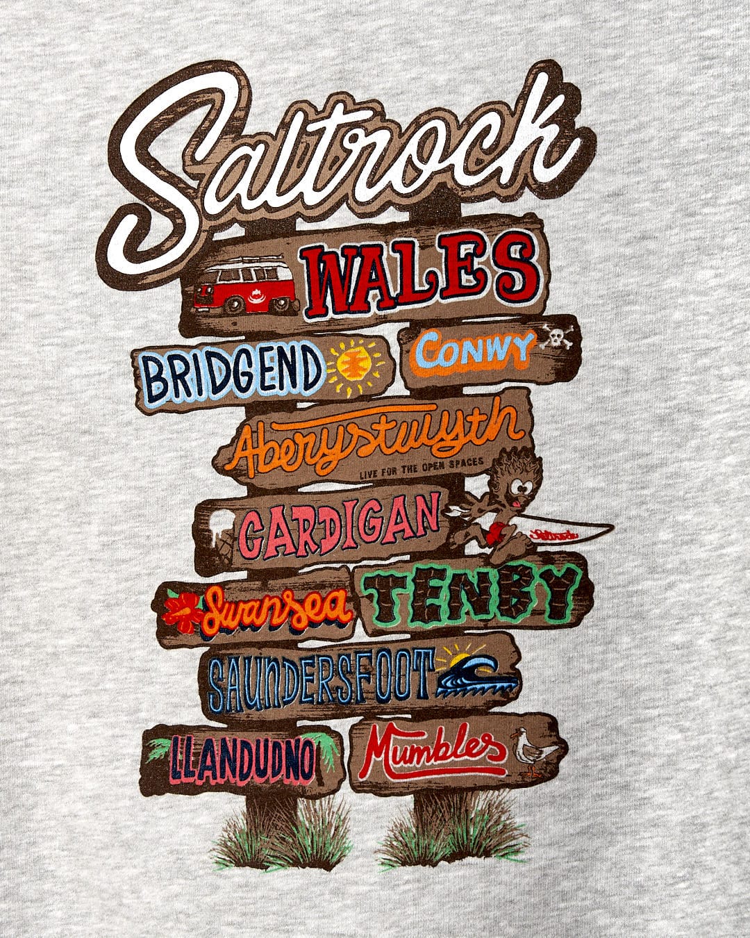 A Beach Signs Wales - Kids Pop Hoody - Grey with Saltrock branding.