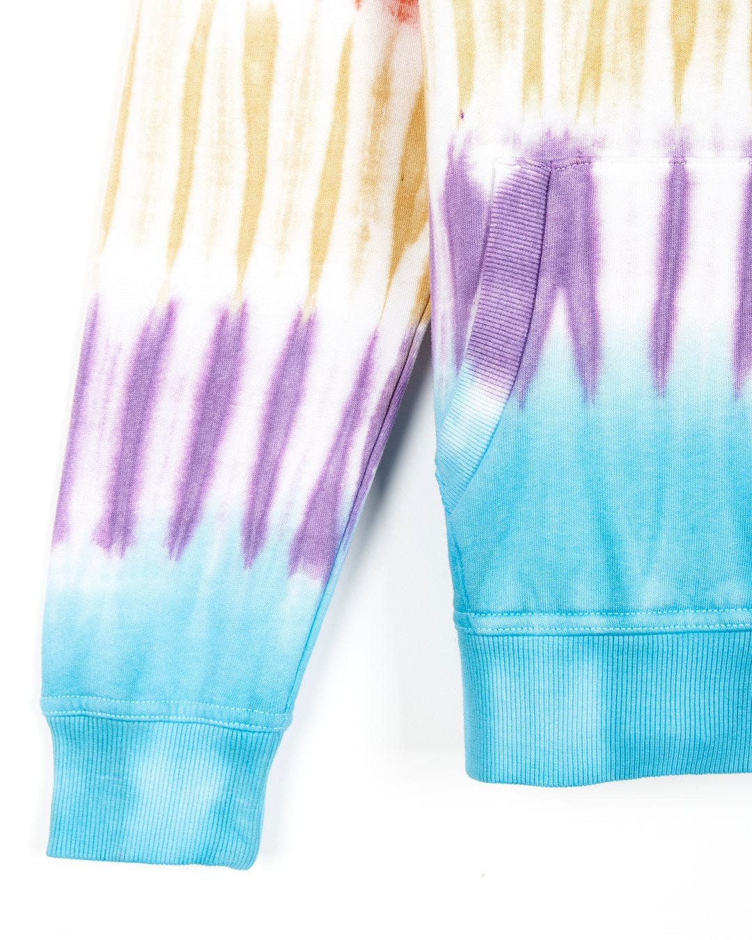 A Born To Ride - Kids Tie Dye Pop Hoodie in blue, yellow and purple by Saltrock.