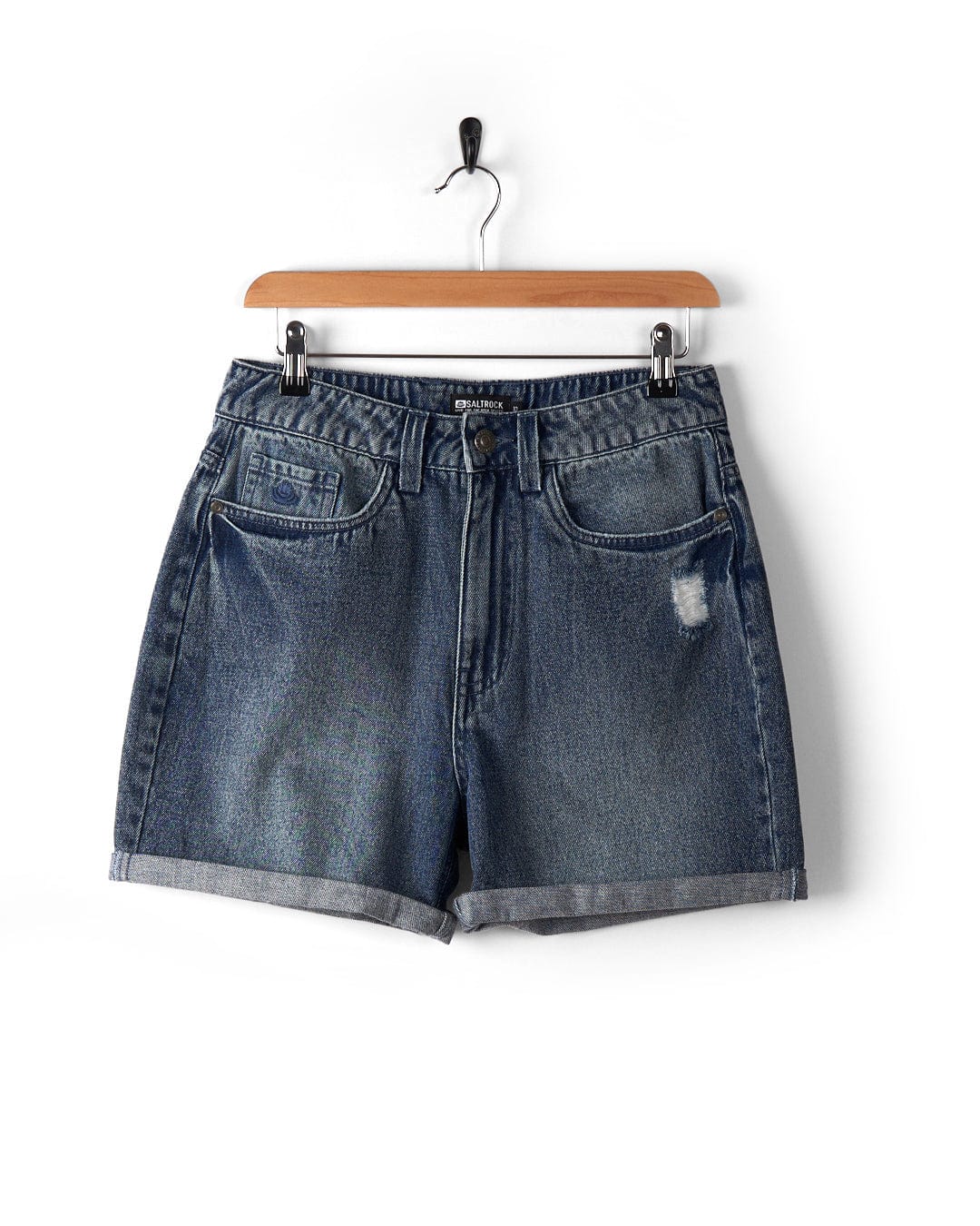 Brittany Womens High Waisted Denim Shorts Blue1