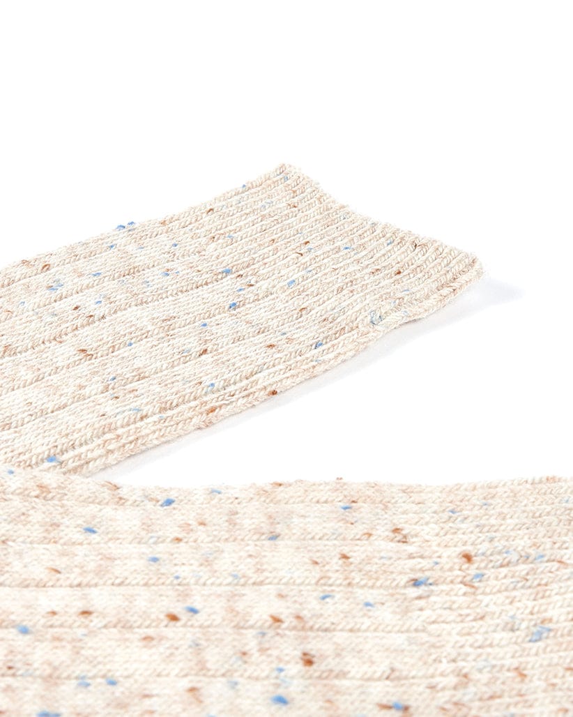 A pair of Saltrock Cabin - Socks - Cream with blue and white speckles.