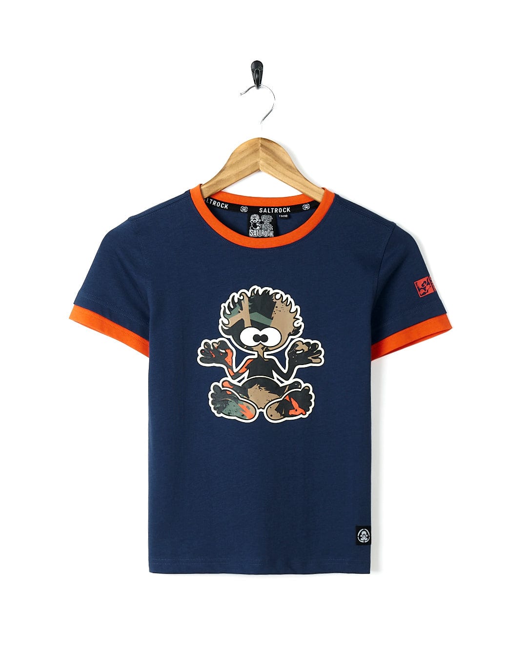 A Saltrock Camo Tok - Kids Glow in the Dark Short Sleeve T-Shirt - Dark Blue with a bear on it.