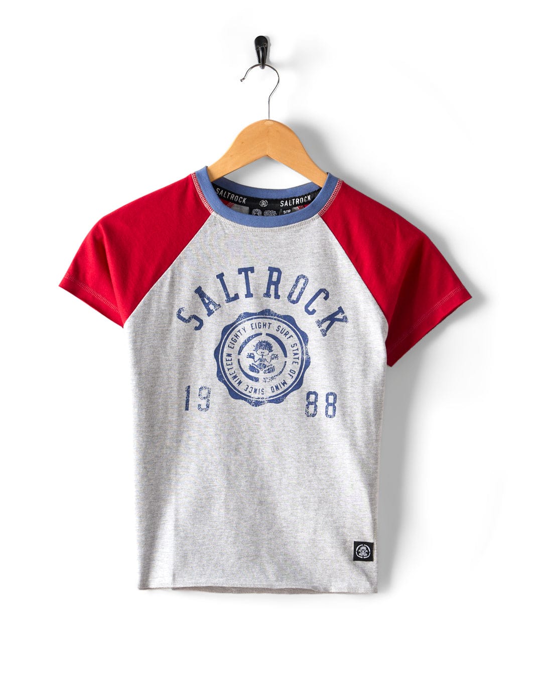 Campus Kids Short Sleeve Raglan T-Shirt Grey/Red