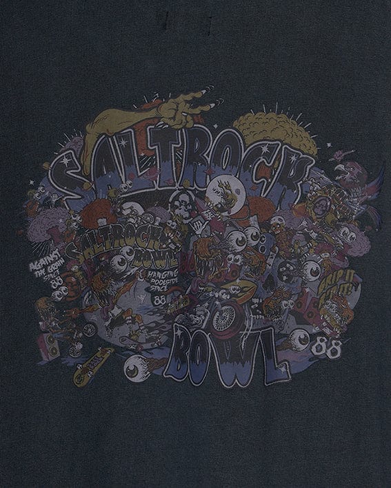 A Creeper Encore - Mens Pop Hoodie - Washed Black featuring a graphic print with Saltrock branding.