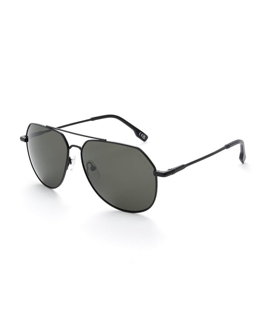 Cruiser - Aviator Polarised Sunglasses in Black by Saltrock, with UV protection, on a white background.