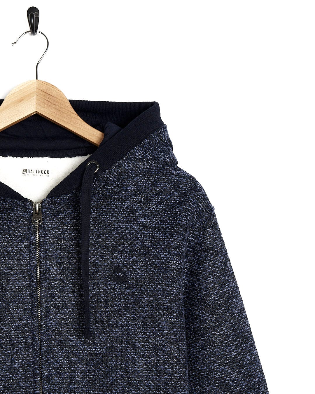 A warm and cozy blue Saltrock Dillan - Mens Lined Hoodie - Dark Blue with a hood.